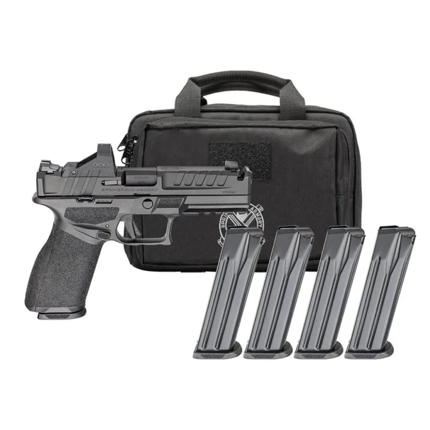 SPRINGFIELD ARMORY Echelon 4.5F Comp Gear Pac 9mm 4.5in 4x10rd Black Double-Action Pistol (EC9459BLC-COMP-PAC)