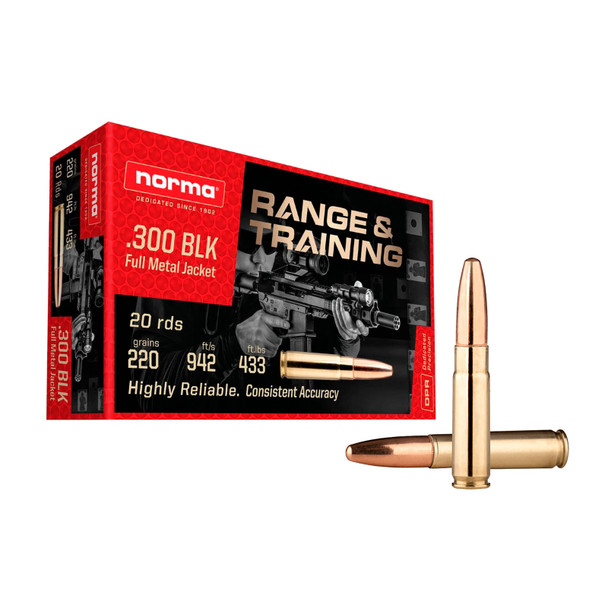 NORMA USA Range And Training 300 AAC Blackout 220 Grains FMJ Rifle Ammo (601804287)