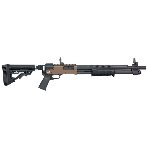 MOSSBERG 590R 12 Gauge 18.5in 6rd MBUS 3 Sights Chisel Folding Stock Black/FDE Shotgun (50233)