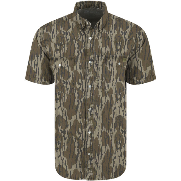 DRAKE Cinco Ranch Western Acid Wash Solid Original Bottomland SS Shirt (DS2233-024)