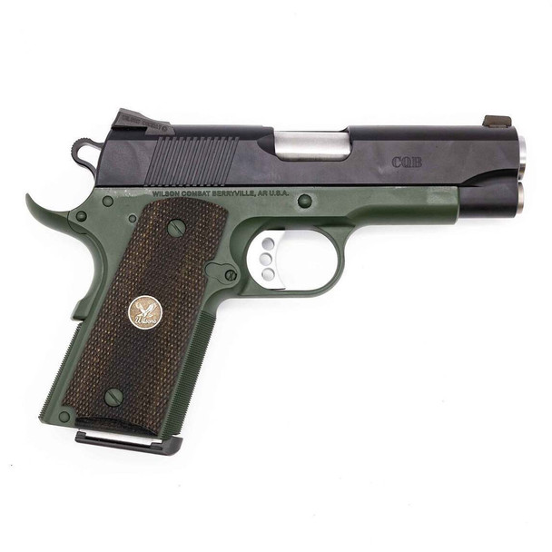 WILSON COMBAT CA CQB Compact 45 ACP 4in 7rd/8rd Mags Black/Green Pistol (WCQBC-T-ACA)