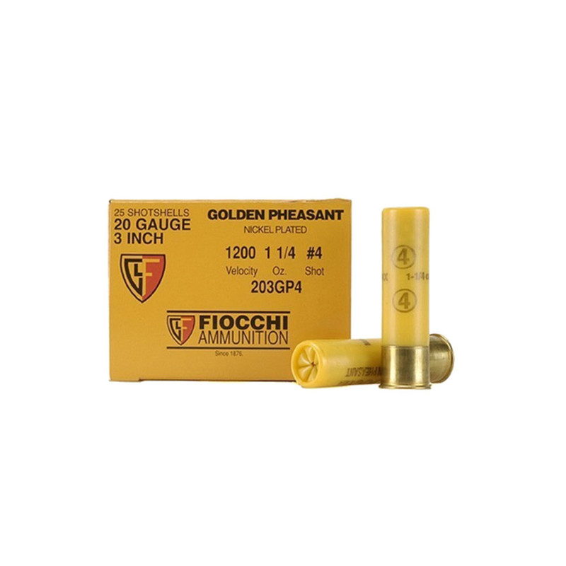 Fiocchi FIOCCHI Golden Pheasant 20 Gauge 3in #4 Ammo, 25 Round Box (203GP4)