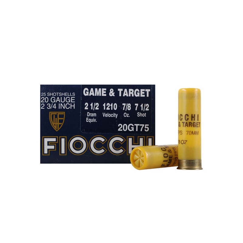 Fiocchi FIOCCHI Dove & Quail 20 Gauge 2.75in #7.5 Ammo, 25 Round Box (20GT75)