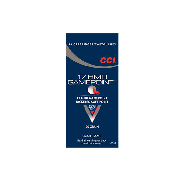 CCI CCI Speer Gamepoint 17 HMR 20 Grain Jacketed Soft Point Ammo, 50 Round Box (52)