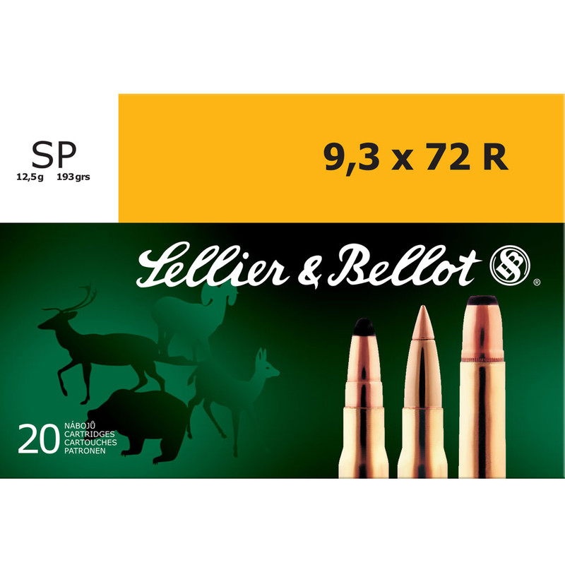 Sellier & Bellot SELLIER & BELLOT 9.3x72mmR 193 Grain SP Ammo, 20 Round Box (SB9372RA)