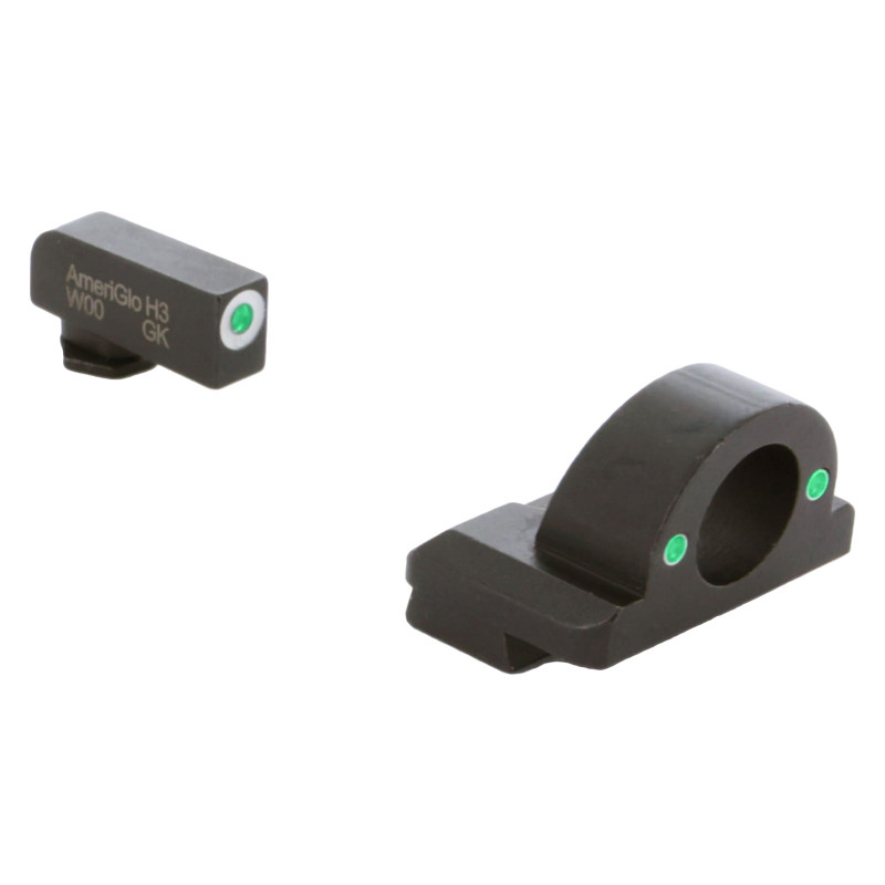 AmeriGlo AMERIGLO For Glock Ghost Ring Green with White Outline Front and Green Rear Sights (GL-126)