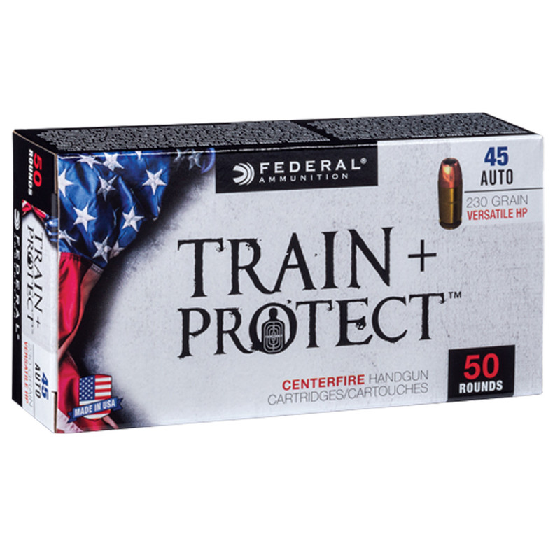 Federal FEDERAL Train Plus Protect 45 Auto 230Gr Verastile Hollow Point 50/Box Handgun Ammo (TP45VHP1)