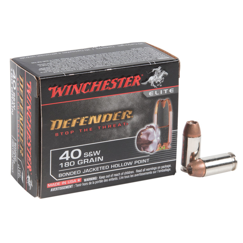 Winchester Ammo WINCHESTER PDX1 Defender 40SW 180Gr Jacketed Hollow Point 20rd/Box Handgun Ammo (S40SWPDB1)