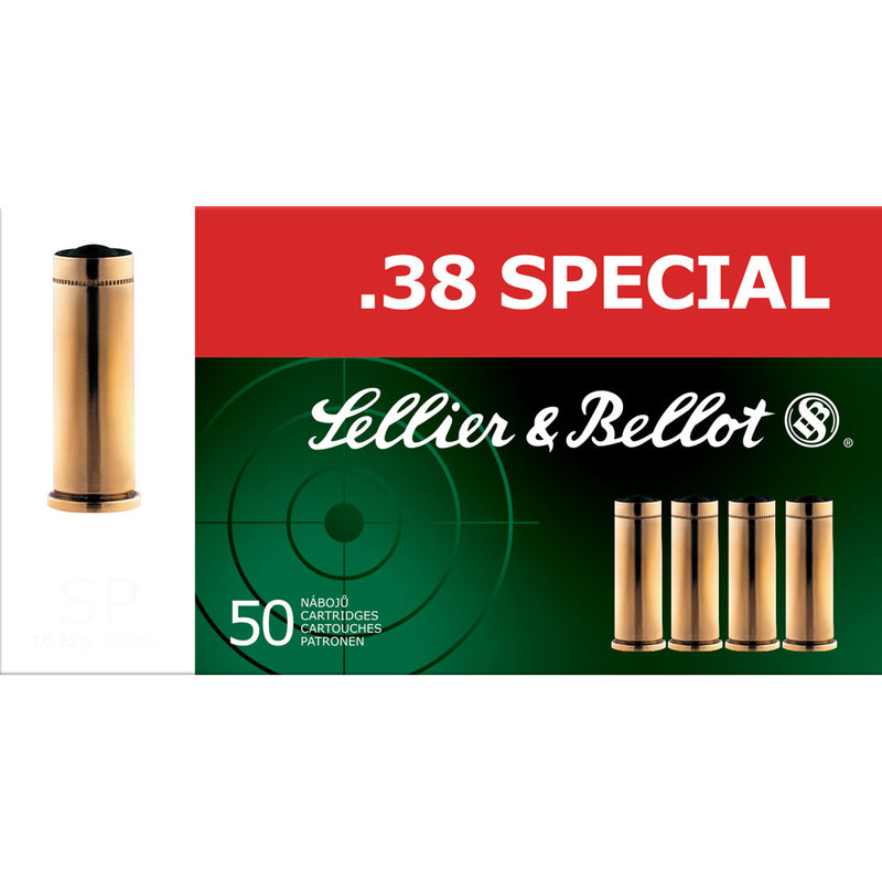 Sellier & Bellot SELLIER & BELLOT 38 Special 158 Grain LFN Ammo, 50 Round Box (SB38L)