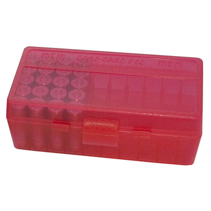 MTM MTM CASE-GARD P-50 Series 50rd Clear Red Small Handgun Ammo Box (P509M29)