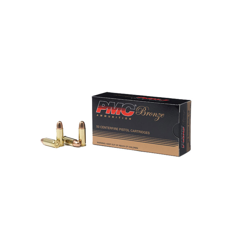 Pmc PMC Bronze 38 Super +P 130 Grain FMJ Ammo, 50 Round Box (38SA)
