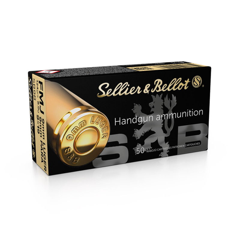 Sellier & Bellot SELLIER & BELLOT 9mm 124 Grain FMJ Ammo, 50 Round Box (SB9B)