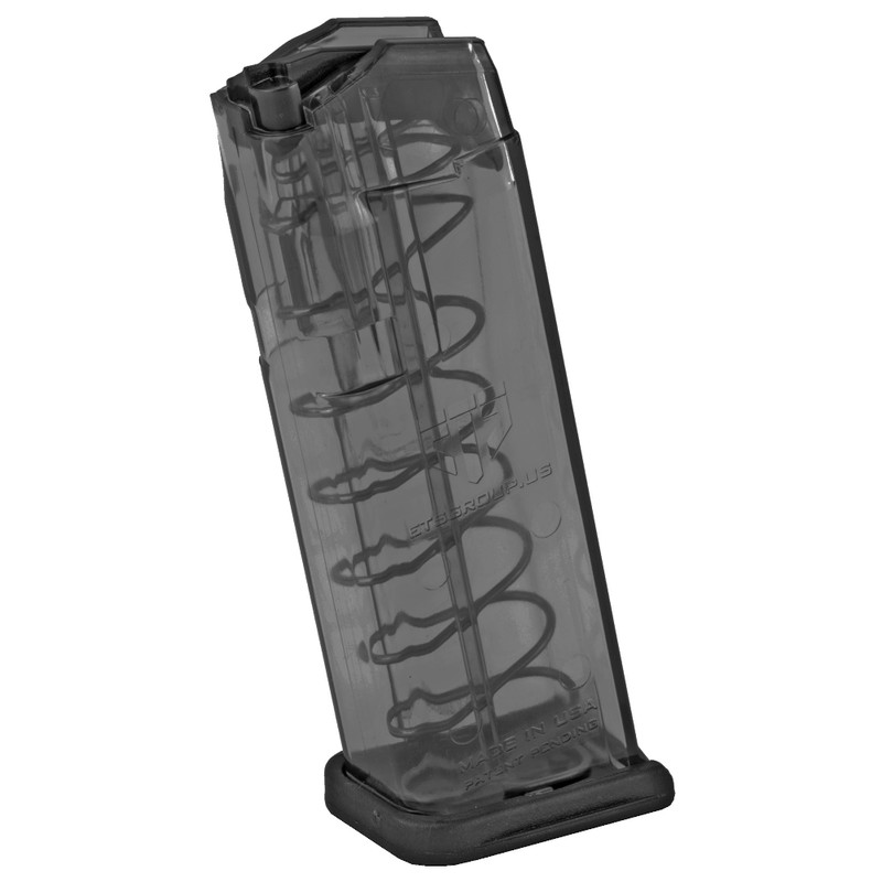 Elite Tactical Systems Elite Tactical Systems Group Magazine, 9MM, 10 Rounds, Fits Glock 19, Polymer, Smoked GLK-19-10