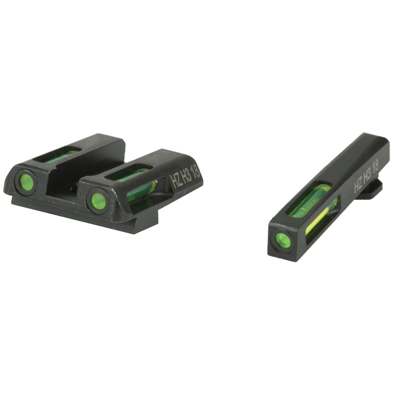 HiViz Hi-Viz LiteWave H3 Tritium/Litepipe Night Sights, Fits Glock 42 and 43, Green Front and Rear GLN321