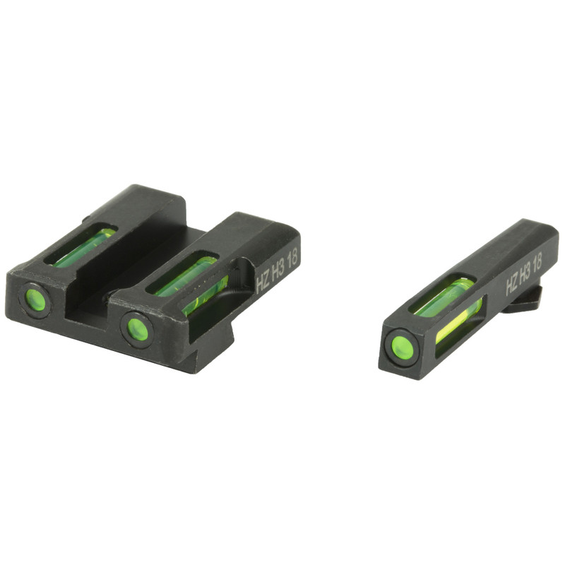 HiViz Hi-Viz LiteWave H3 Tritium/Litepipe Night Sights, Fits Glock 17,19,26,27,33,34, Green Front and Rear GLN325