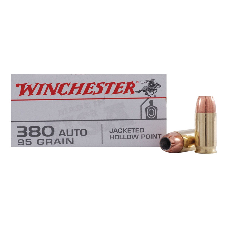 Winchester Ammo WINCHESTER USA 380 ACP 95gr Jacketed Hollow Point Ammo 50 Round Box (USA380JHP)