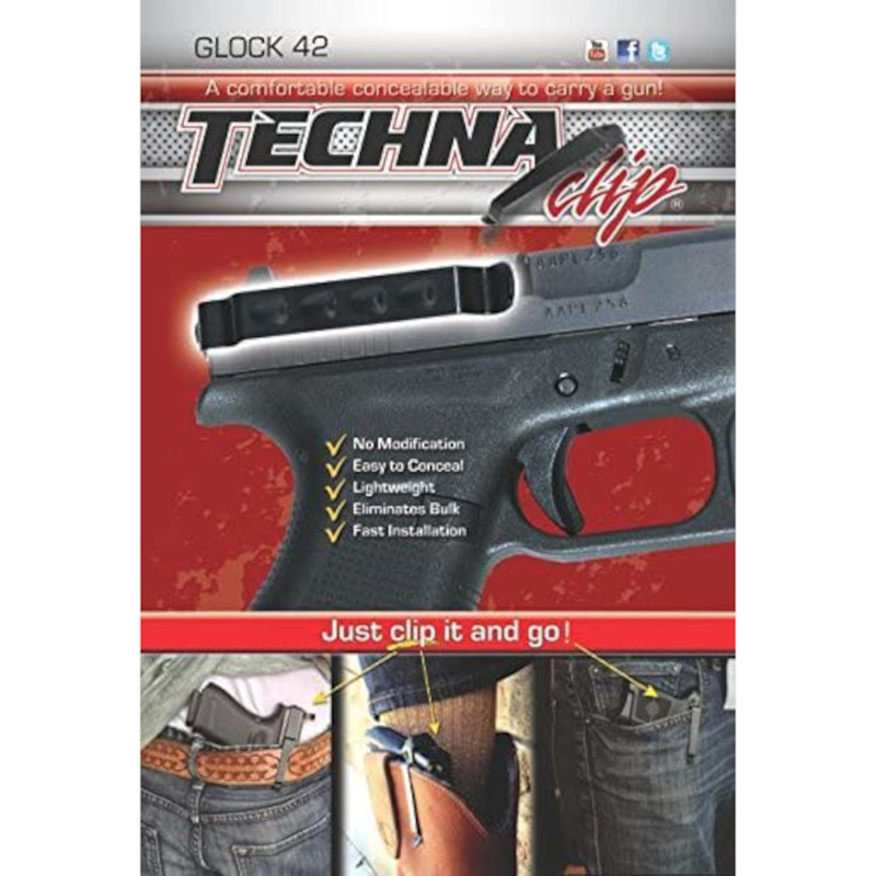 Techna Clip Techna Clip Ambidextrous Gun Belt Clip Holster for Glock 42 (G42BRL)