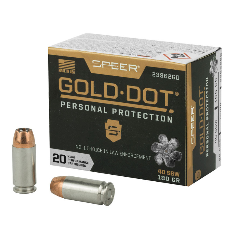 Speer SPEER Gold Dot Personal Protection 40 S&W 180Gr HP Handgun Ammo (23962GD)