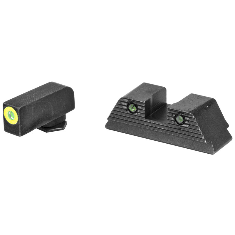AmeriGlo AmeriGlo Trooper, Sight, Fits Glock 17,19,19X,26,45 GEN5, Green Tritium LumiLime Outline Front, Green Tritium Black Serrated Rear, Front/Rear GL-821