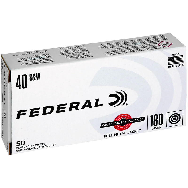 Federal FEDERAL Range and Target 40 S&W 180gr FMJ 50rd/Box Ammo (RTP40180)