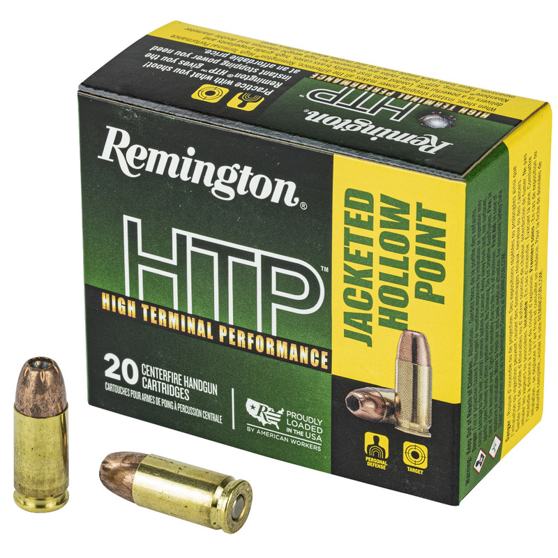 Remington Remington High Terminal Performance, 9MM +P, 115 Grain, Jacketed Hollow Point, 20 Round Box 28293