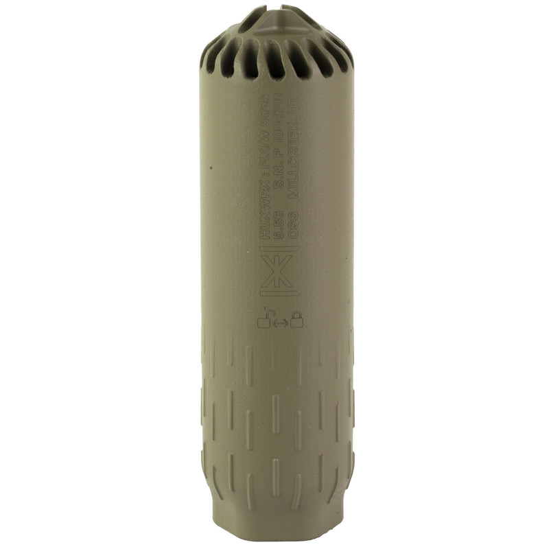 HUXWRX Flow 556K 5.5in 556NATO C-Series Cerakote Finish Flat Dark Earth 17-4PH Stainless Steel Suppressor w/ 1/2X28 Flash Hider (2450)