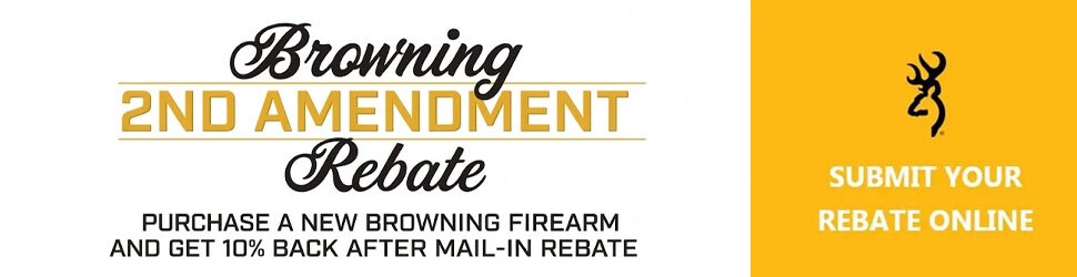 Purchase a new Browning firearm from April 1 through April 30, 2026, and receive 10% back based on the purchase price