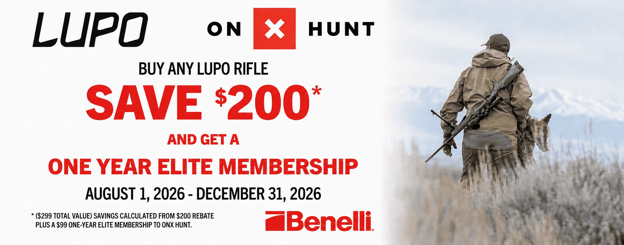 Upgrade Your Gear with $200 Back & 1 Year of on X Hunt Elite between August 1 and December 31, 2026
