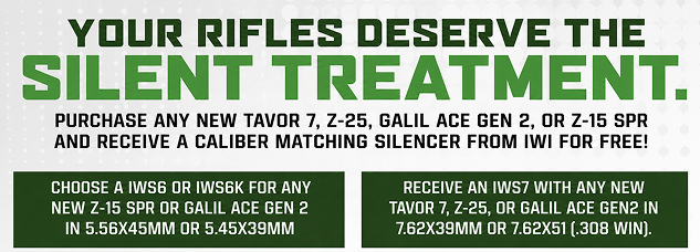 Buy a Qualifying IWI Rifle, Get a FREE Suppressor