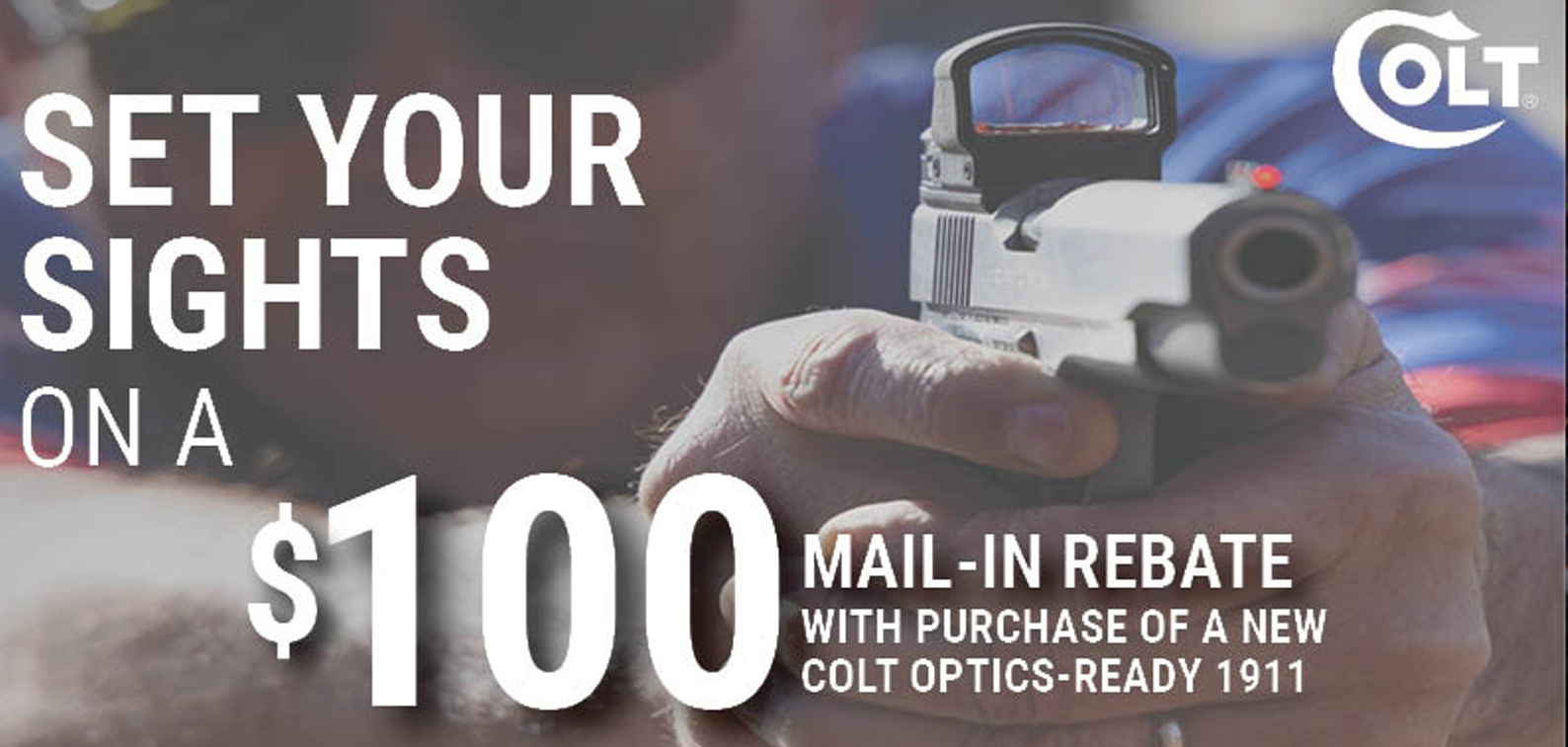 Claim a $100 rebate with your Optics-Ready 1911 purchase