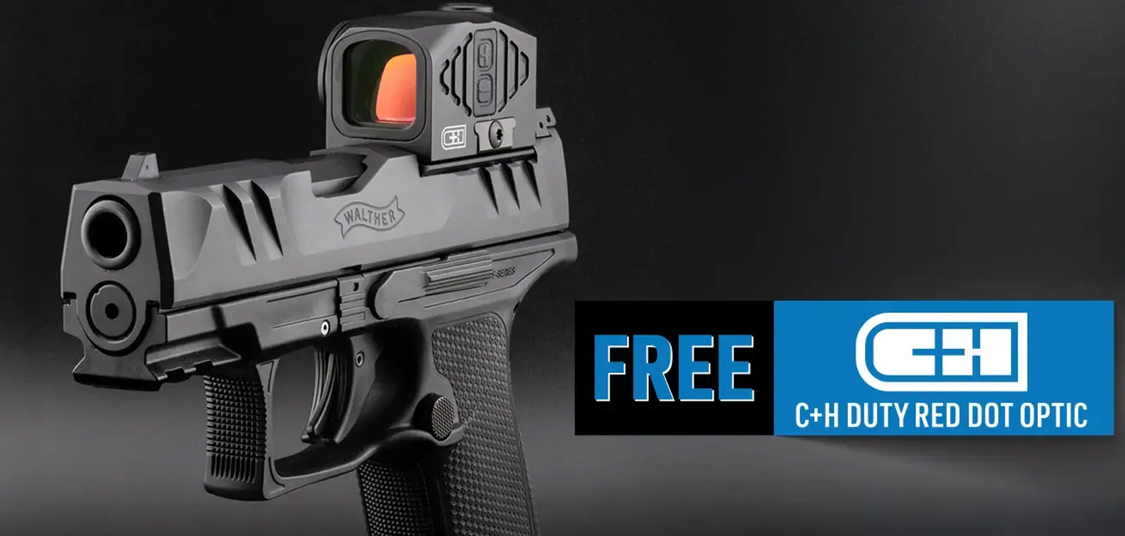 get a FREE C+H Duty Optic when you purchase any new Walther PDP or PDP F-Series
