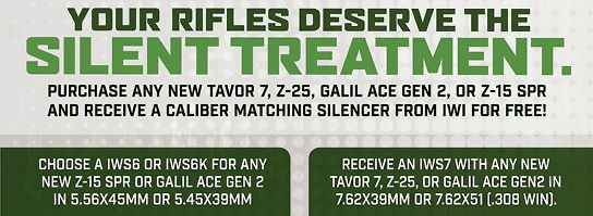 Buy a Qualifying IWI Rifle, Get a FREE Suppressor