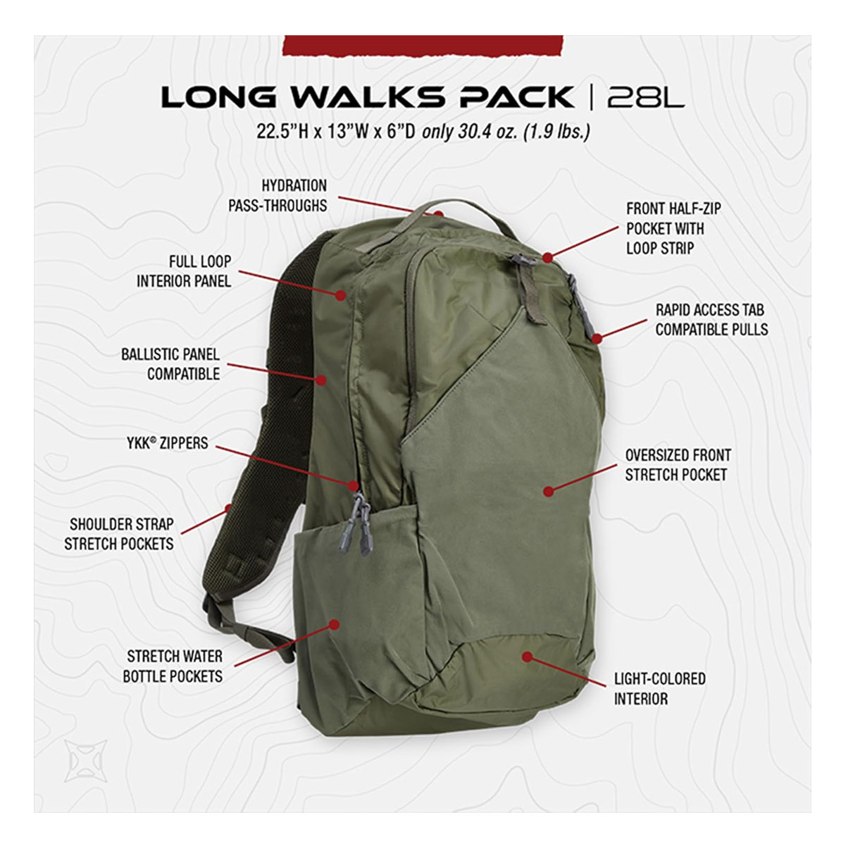 VERTX Long Walks 28L Black Pack F1-VTX5059-IAB