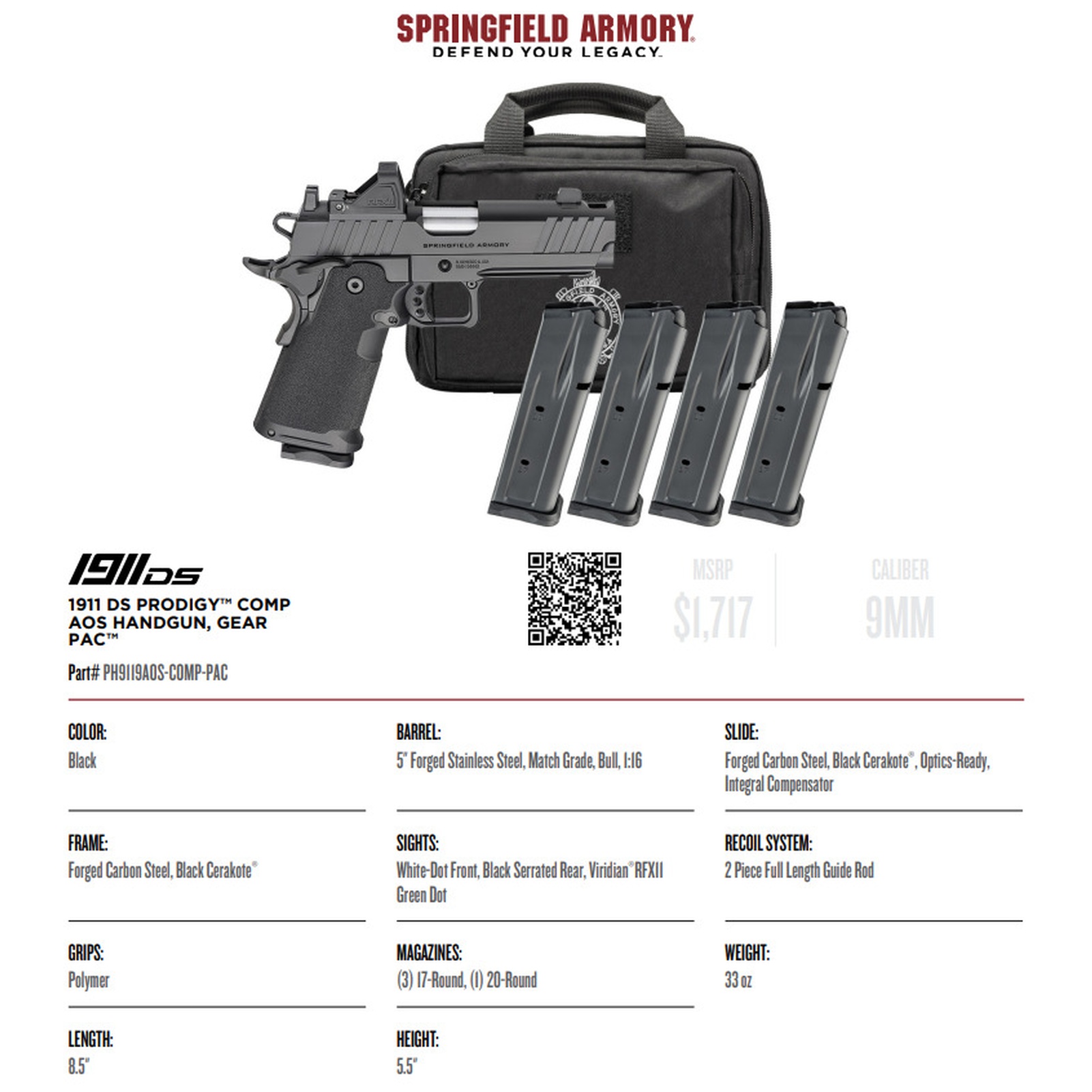 SPRINGFIELD ARMORY Prodigy Pistol PH9119AOS-COMP-PAC
