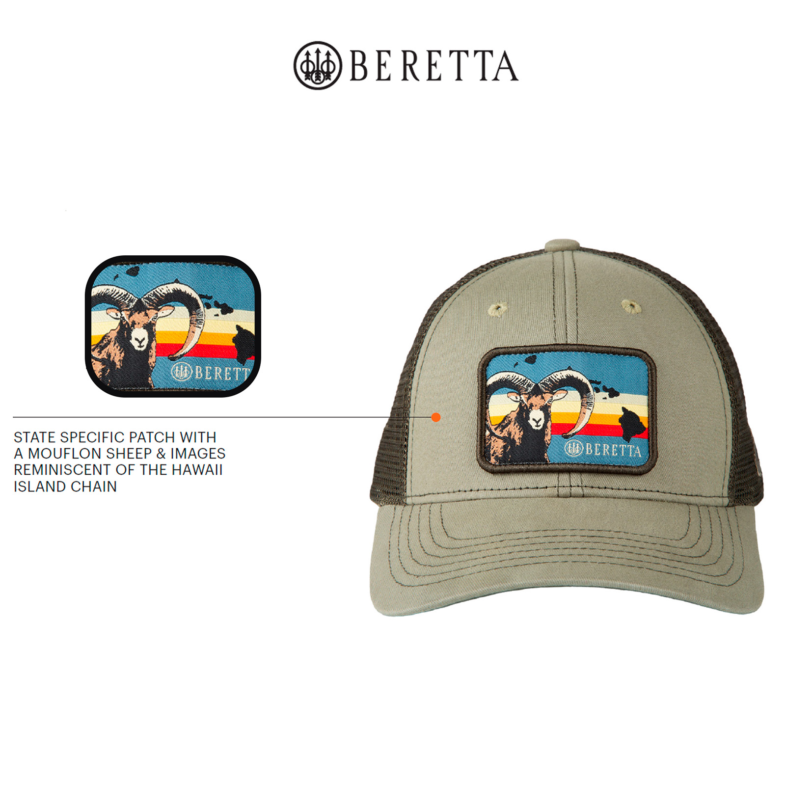 BERETTA Hawaii USA 250 Year Olive/Rifle Green Hat BHI59T1675079K
