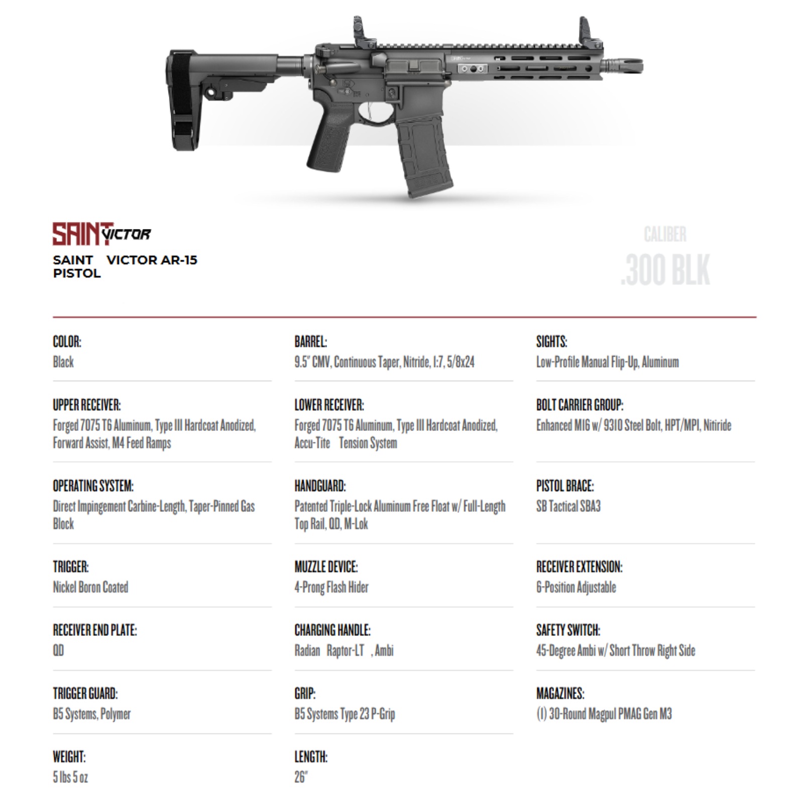 SPRINGFIELD Saint Victor Pistol STV995300B-V2-SBA3