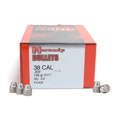 HORNADY 38 Cal 358 SWC 158Gr 300 Per Box Lead Pistol Bullets 10408