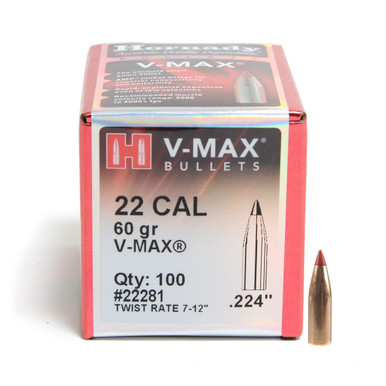 HORNADY VMax 22 Cal 224 60Gr 100 Per Box Bullets 22281