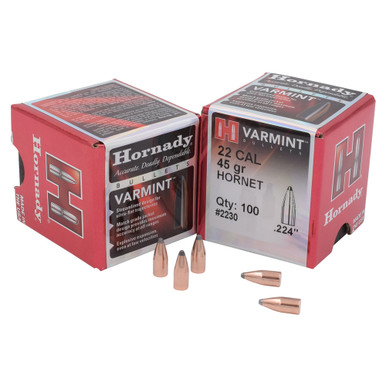 HORNADY Varmint 22 Cal 224 Hornet 45Gr 100 Per Box Bullets 2230