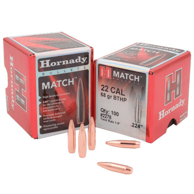 HORNADY 22 Cal 224 68Gr Hollow Point 100Rd Box Bullets 2278