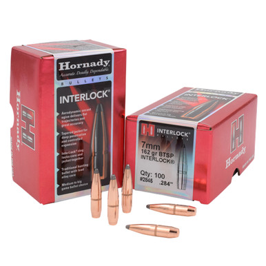 HORNADY InterLock 7mm 162gr BTSP 100Box Rifle Bullets 2845