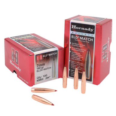 HORNADY ELD Match 7mm 180gr 100Box Rifle Bullets 28503