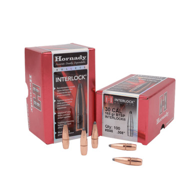 HORNADY InterLock 30 Cal 165Gr BTSP Rifle Bullets 3045