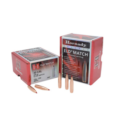 HORNADY 30 Cal 208Gr ELD Match Rifle Bullets 30731