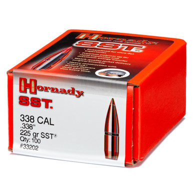 HORNADY 338 Cal 225Gr SST 100Rd Box Bullets 33202