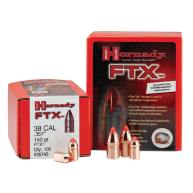 HORNADY FTX 38 Cal 357 Magnum 140gr 100Box Rifle Bullets 35745