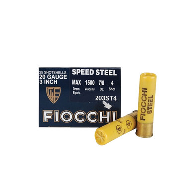 Shop FIOCCHI Speed Steel 20 Gauge 3in #4 Ammo, 25 Round Box (203ST4). Buy best Shotgun Shells from gritrsports.com | Reviews and Shipping options available