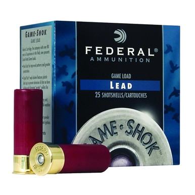 Shop FEDERAL Game-Shok 12 Gauge 2.75in #4 Lead Ammo, 25 Round Box (H1254). Buy best Shotgun Shells from gritrsports.com | Reviews and Shipping options available