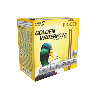 Shop FIOCCHI Golden Waterfowl 12 Gauge 3in BB Ammo, 25 Round Box (123SGWBB). Buy best Shotgun Shells from gritrsports.com | Reviews and Shipping options available