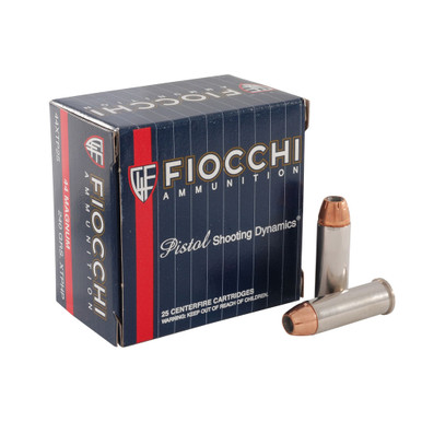 Shop FIOCCHI 44 Mag. 240 Grain XTPHP Ammo, 25 Round Box (44XTP25). Buy best Handgun Ammo from gritrsports.com | Reviews and Shipping options available